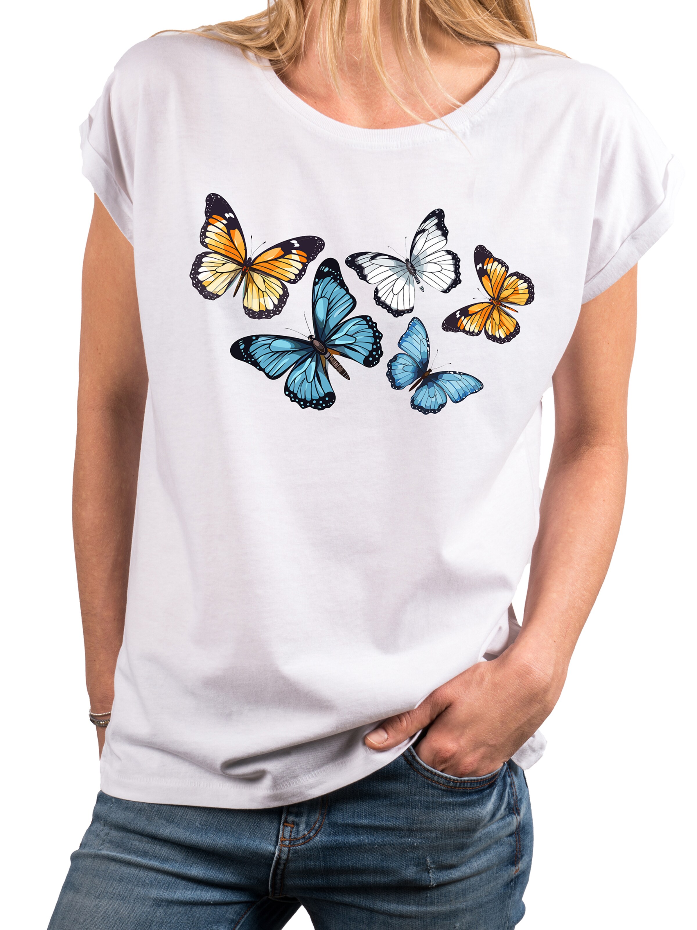 MAKAYA Shirt 'Butterfly' in White