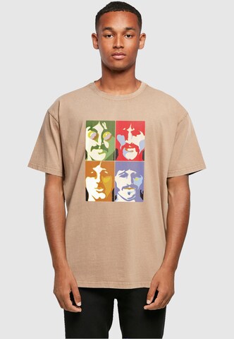 Merchcode T-Shirt 'Beatles - Color Heads' in Beige: predná strana