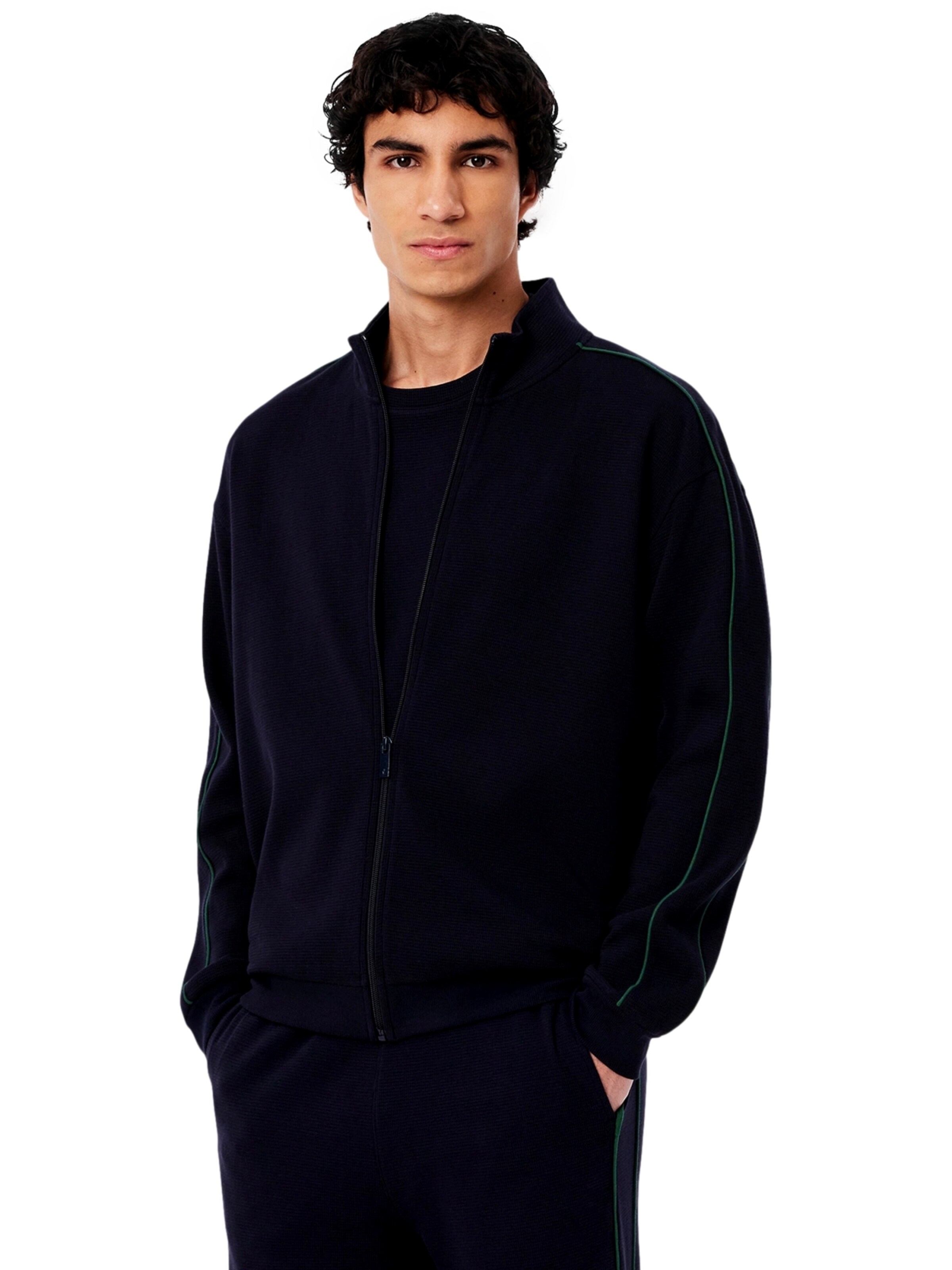 LACOSTE Sweat jacket in Black: front