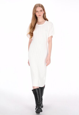 DreiMaster Vintage - Vestido de punto en blanco: frente