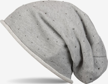 styleBREAKER Mütze 'Beanie mit Strass Nieten' in Grau: Vorderseite