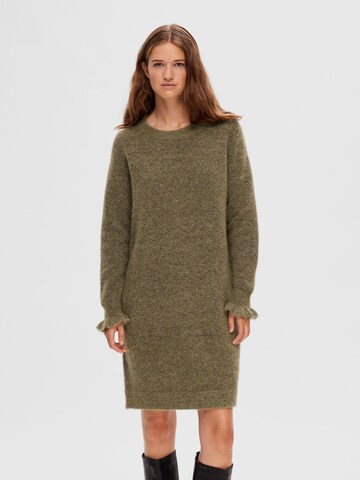 SELECTED FEMME Knitted dress in Brown: front