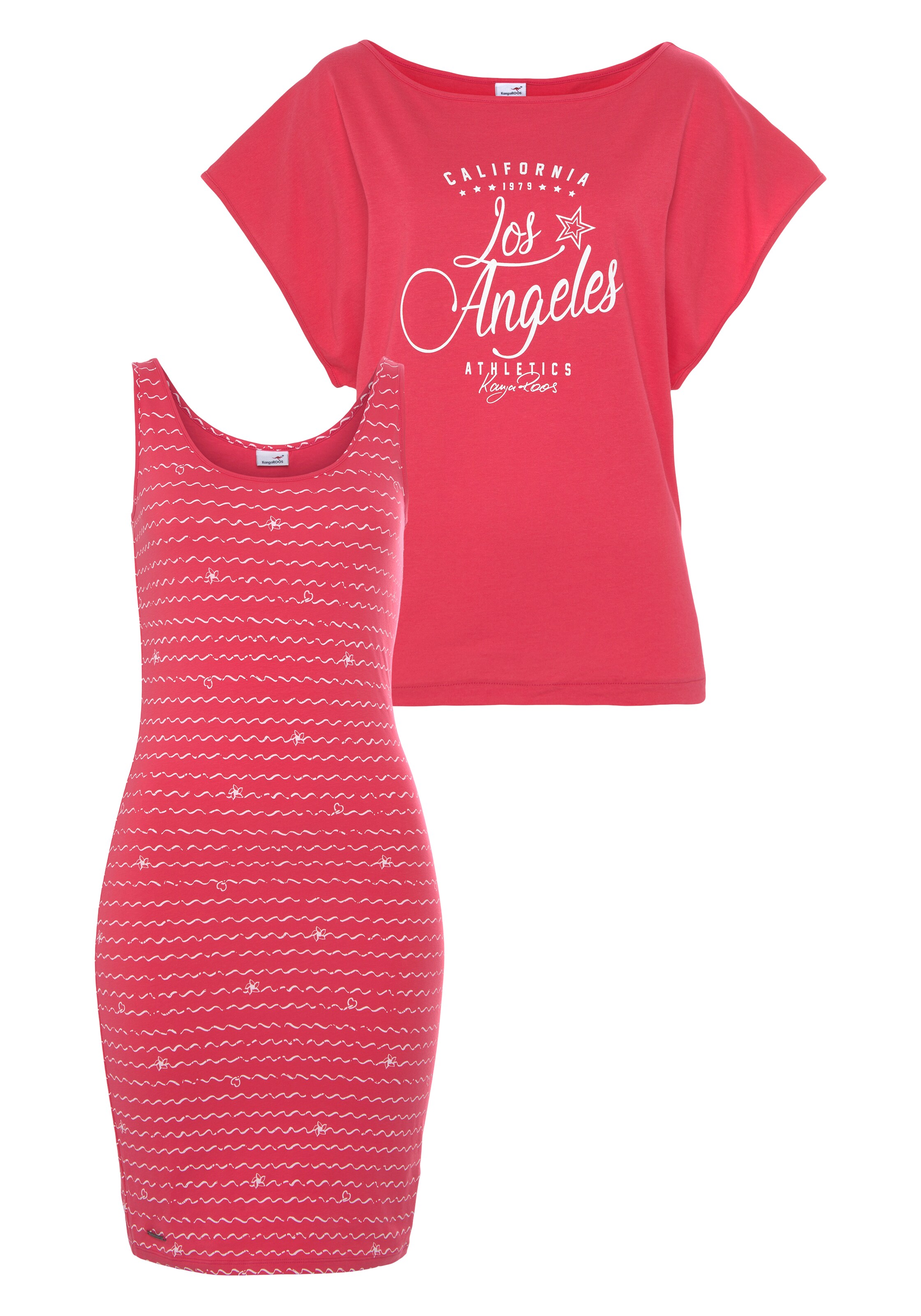 KangaROOS Kleid und T-Shirt in Pink: Vorderseite