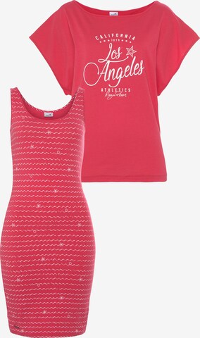 KangaROOS Kleid und T-Shirt in Pink: predná strana