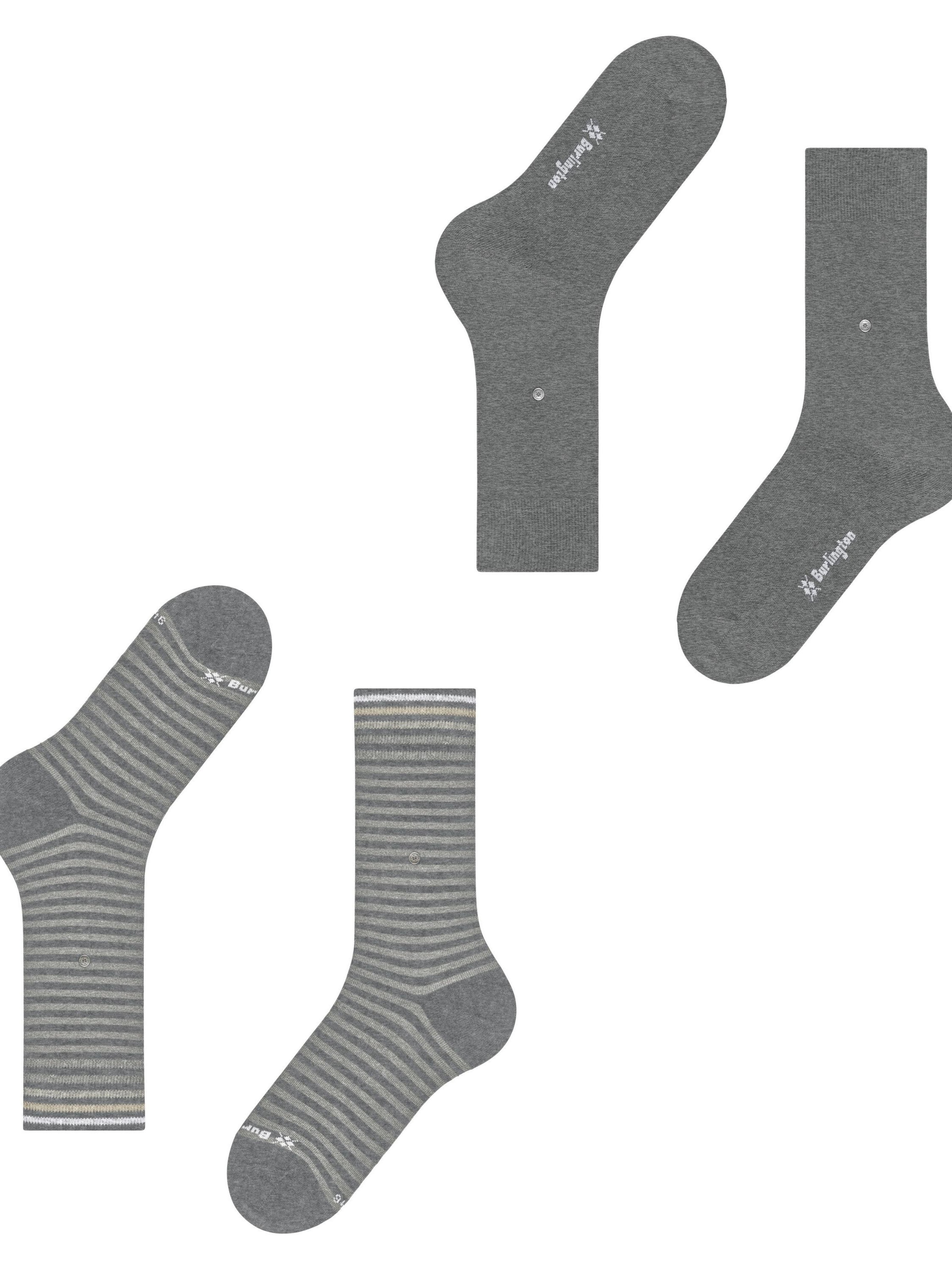 BURLINGTON Socks 'Everyday Stripe 2-Pack' in Grey