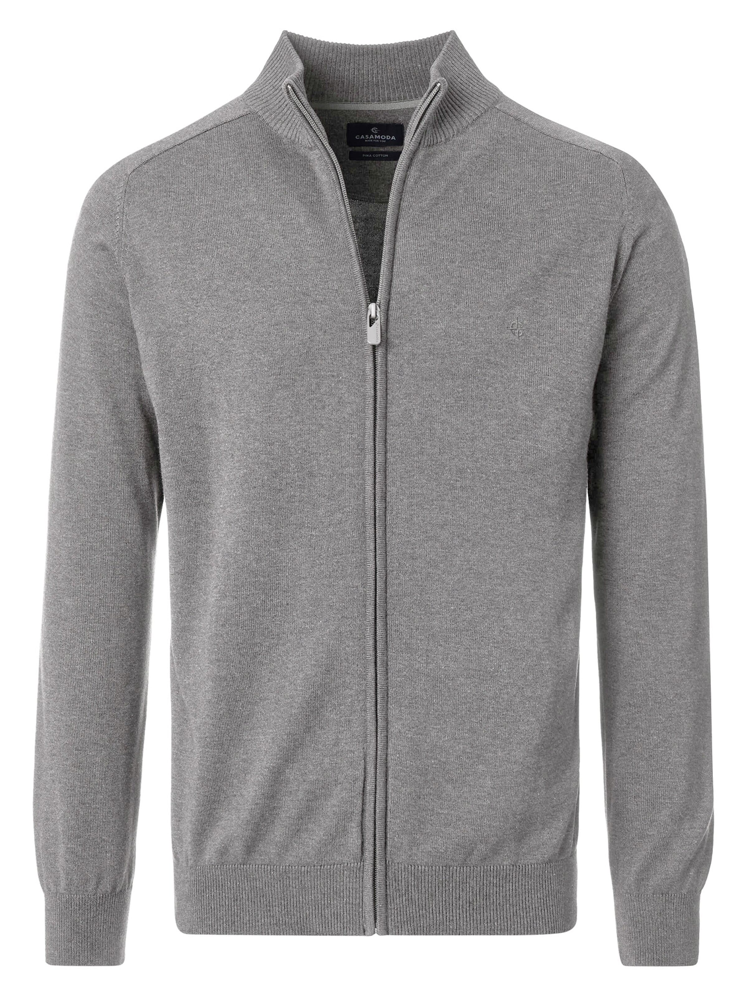 CASAMODA Knit Cardigan 'Basic' in Grey: front