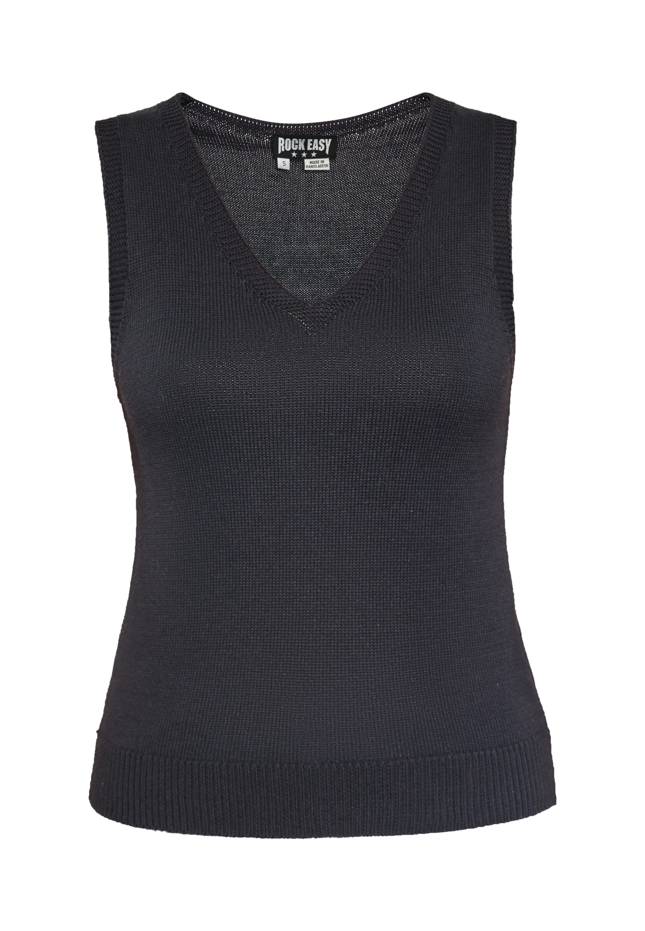 ROCKEASY Top z dzianiny w kolorze czarny: przód