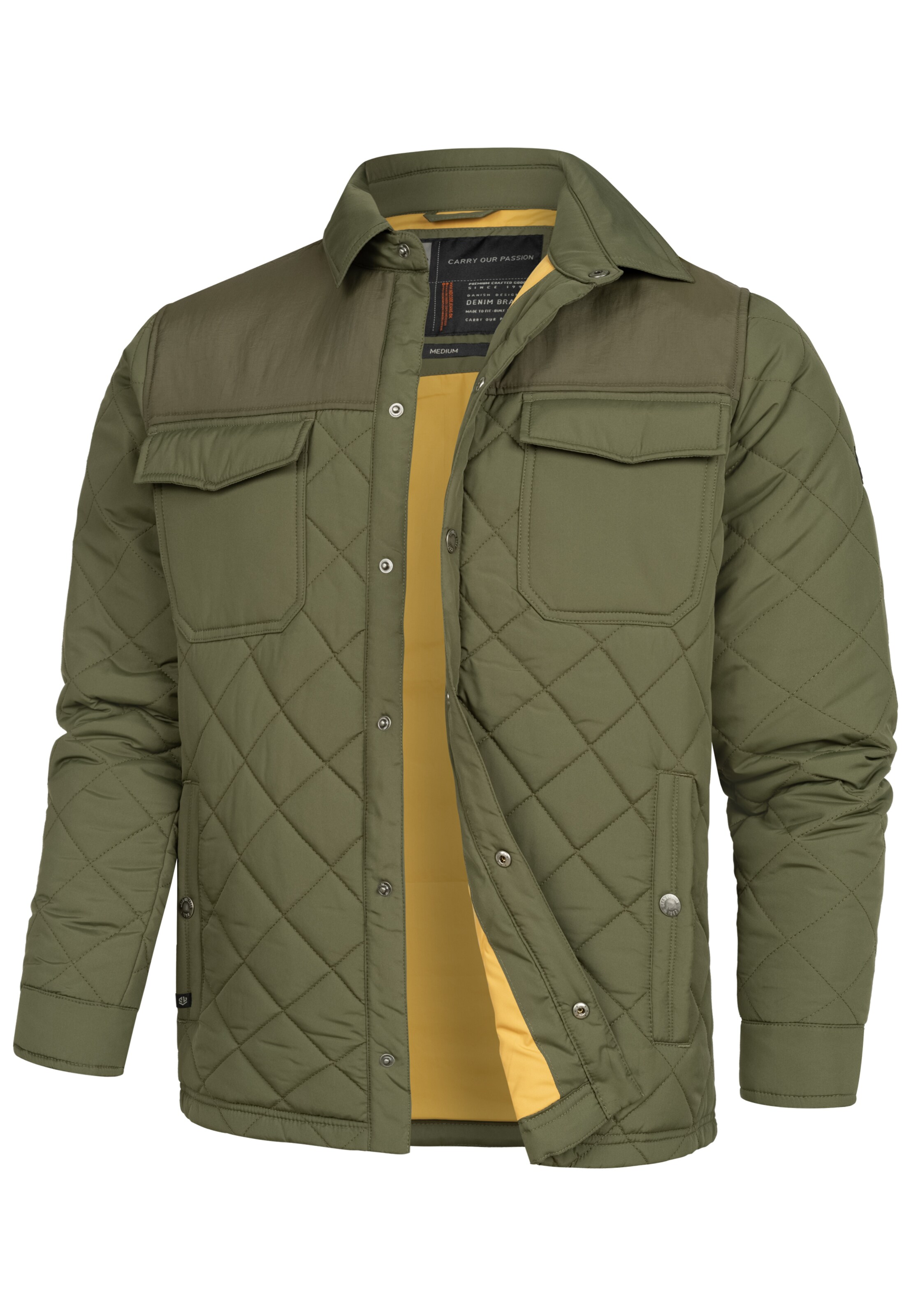 INDICODE JEANS Between-Season Jacket 'Dome' in Green: front