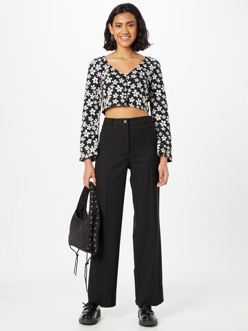 Wide Leg Pantalon à plis Monki en noir