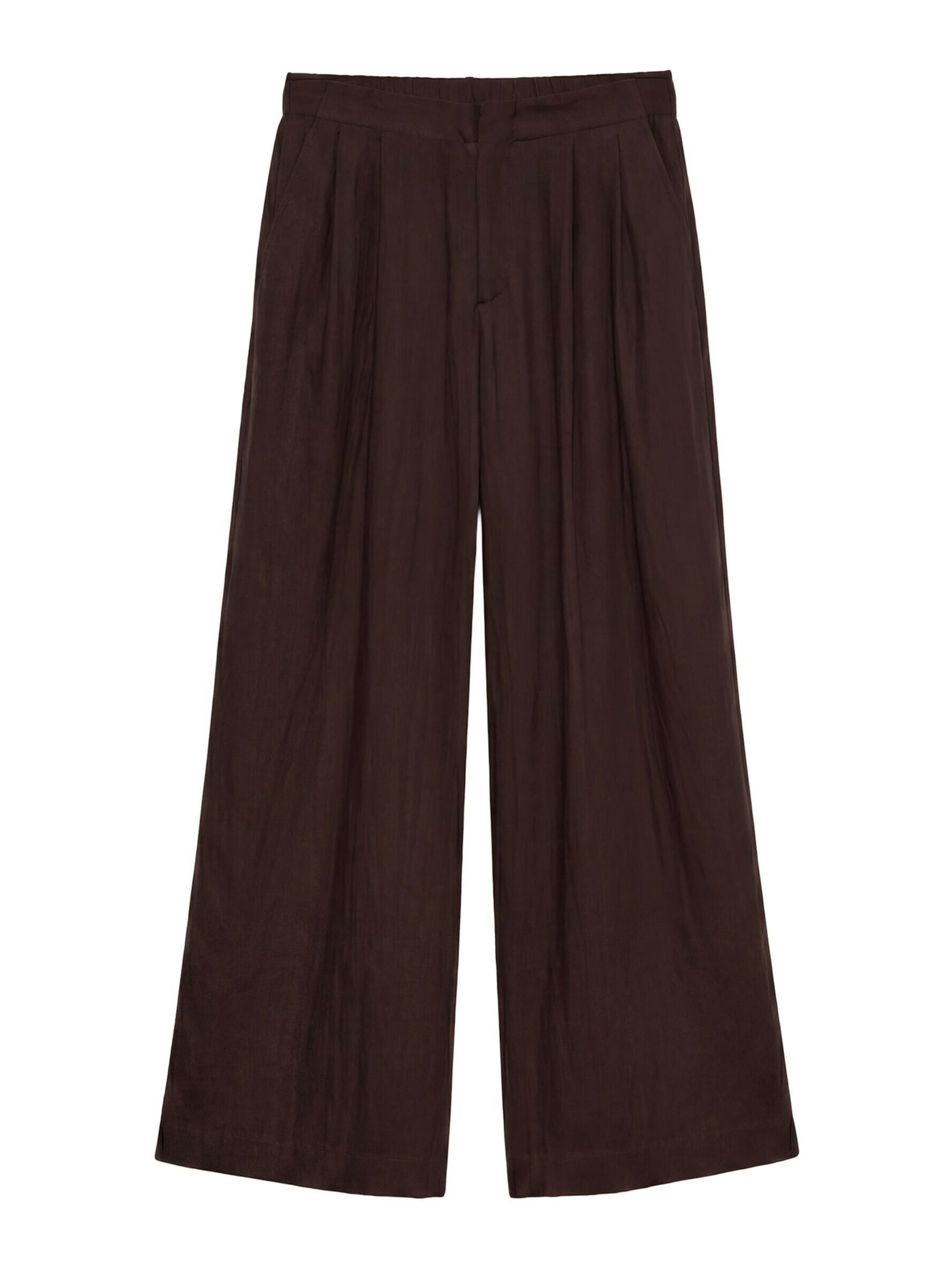 Wide Leg Pantalon à pince Pull&Bear en marron : devant