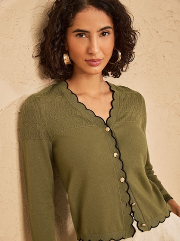 Cardigan love & roses en vert