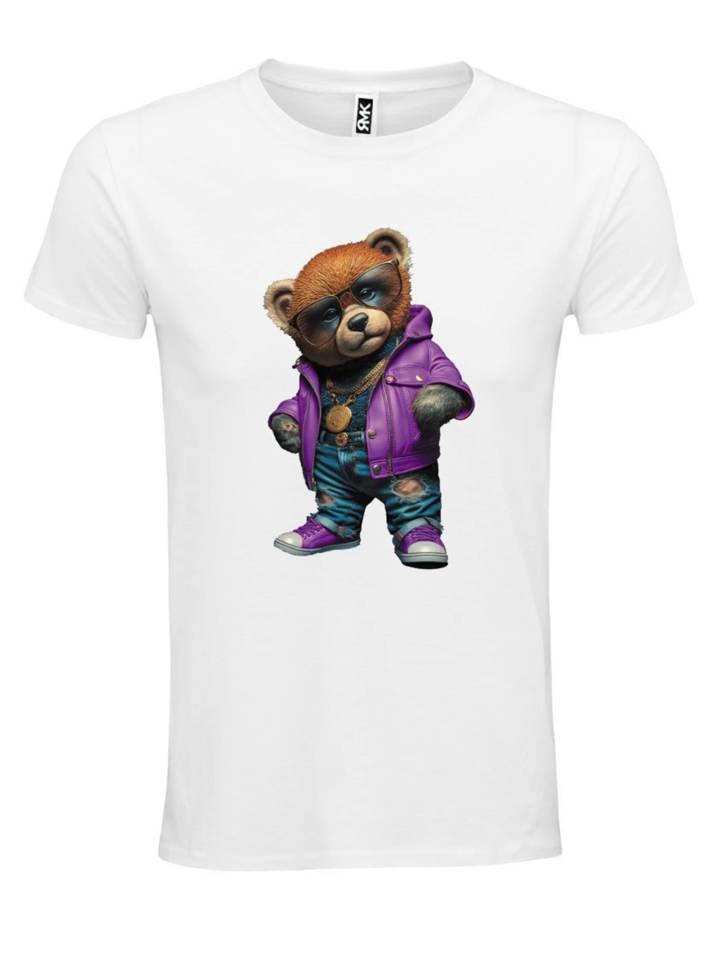 RMK Shirt 'Lederjacke Teddy Bär' in White: front