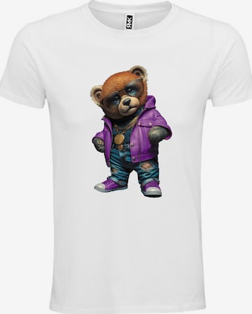 RMK Shirt 'Lederjacke Teddy Bär' in White: front