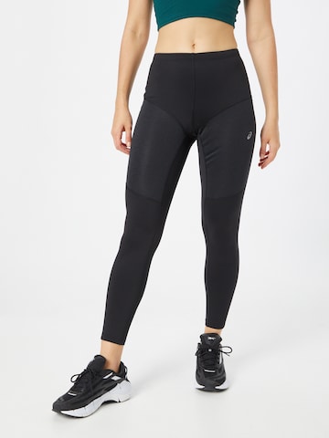 Skinny Pantalon de sport ASICS en noir : devant