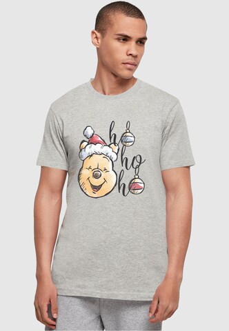 ABSOLUTE CULT Shirt 'Winnie The Pooh - Ho Ho Ho Baubles' in Grey: front