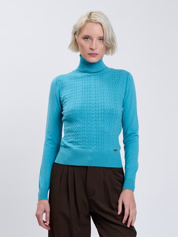 Influencer Pullover in Blau: Vorderseite