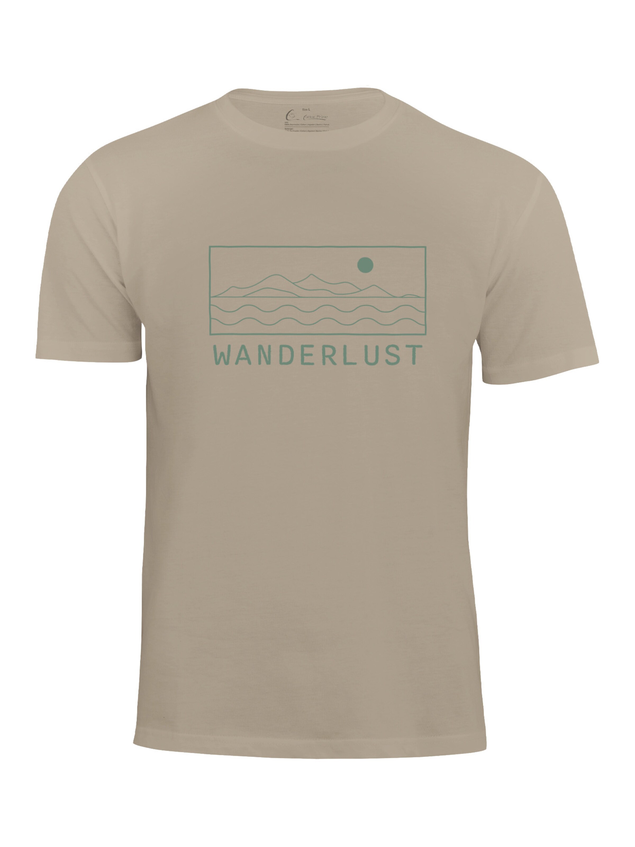 Cotton Prime T-Shirt 'Wanderlust' in Beige: Vorderseite