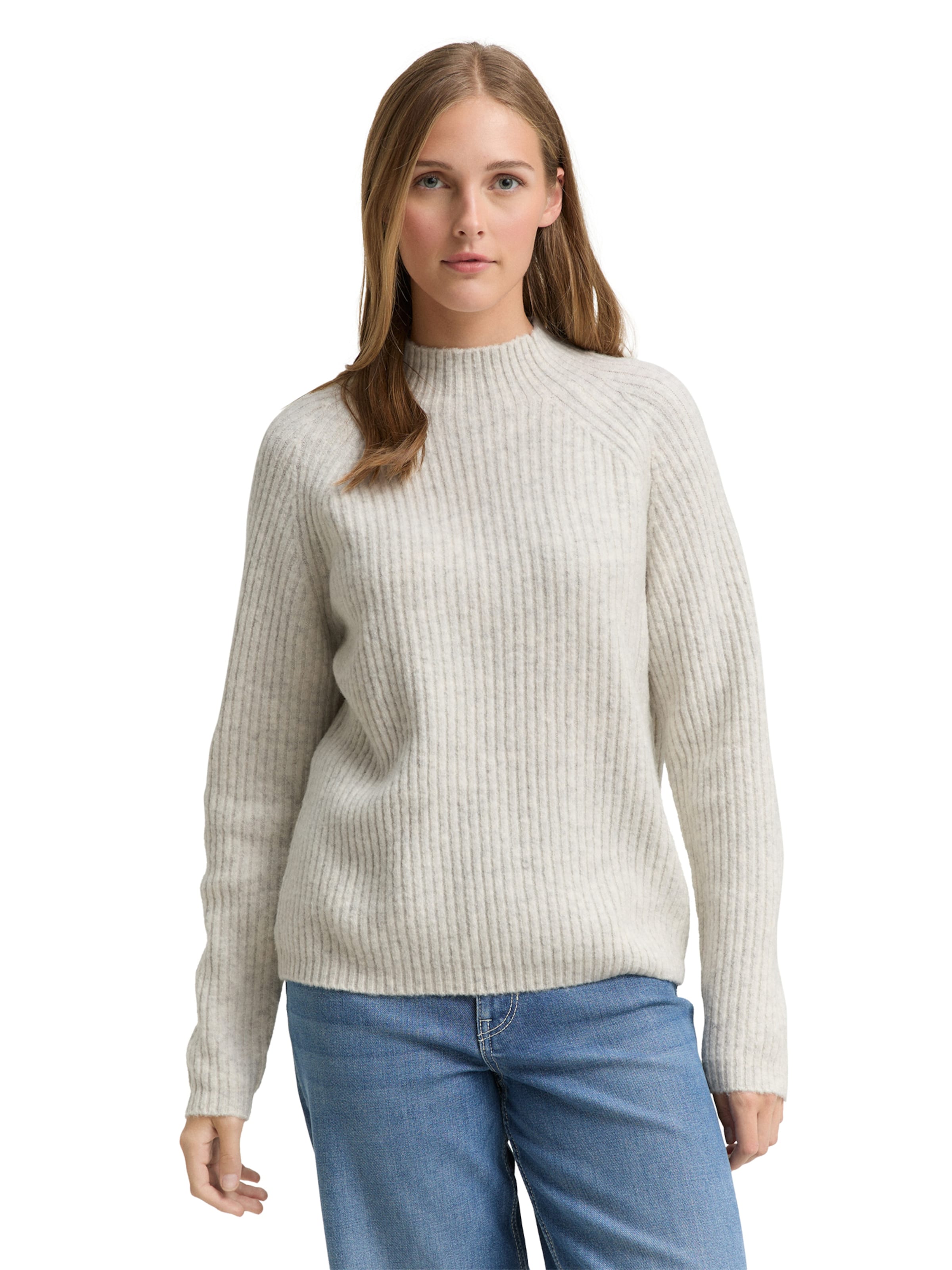 TOM TAILOR DENIM Sweater in Beige: front