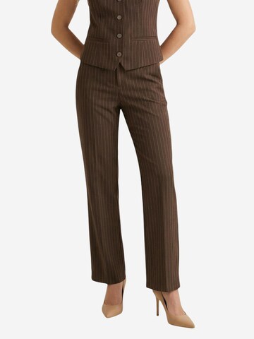 I AM Wide leg Trousers with creases 'Pantaloni Gessati 95108' in Brown