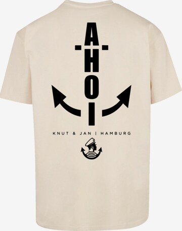T-Shirt 'Ahoi Anker Knut & Jan Hamburg' F4NT4STIC en beige
