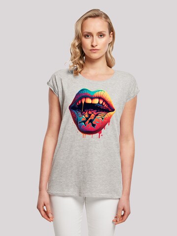 F4NT4STIC Shirt 'Drooling Lips' in Grey: front