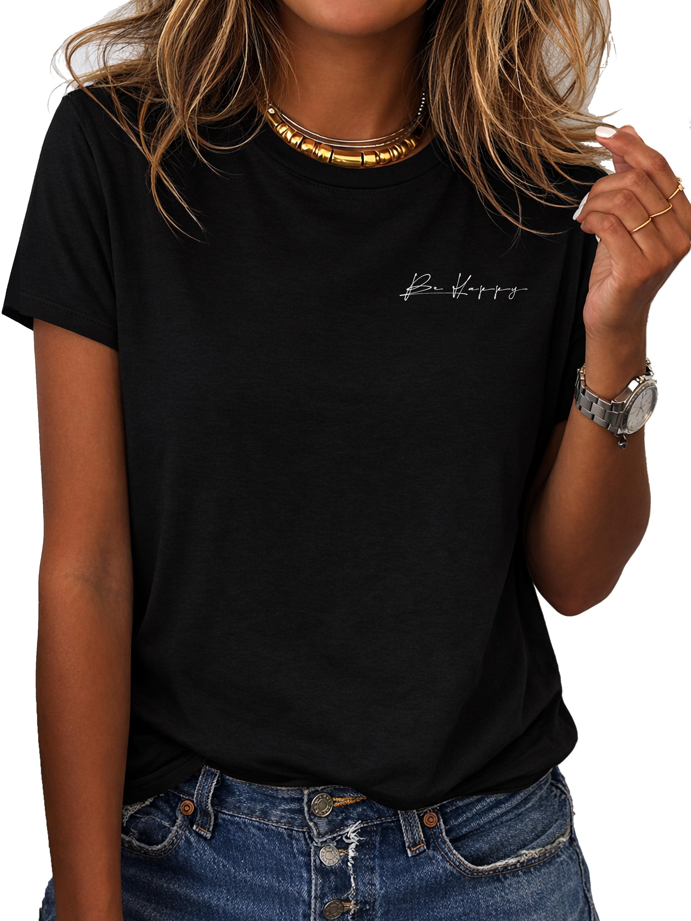 RMK Shirt 'Be Happy' in Black