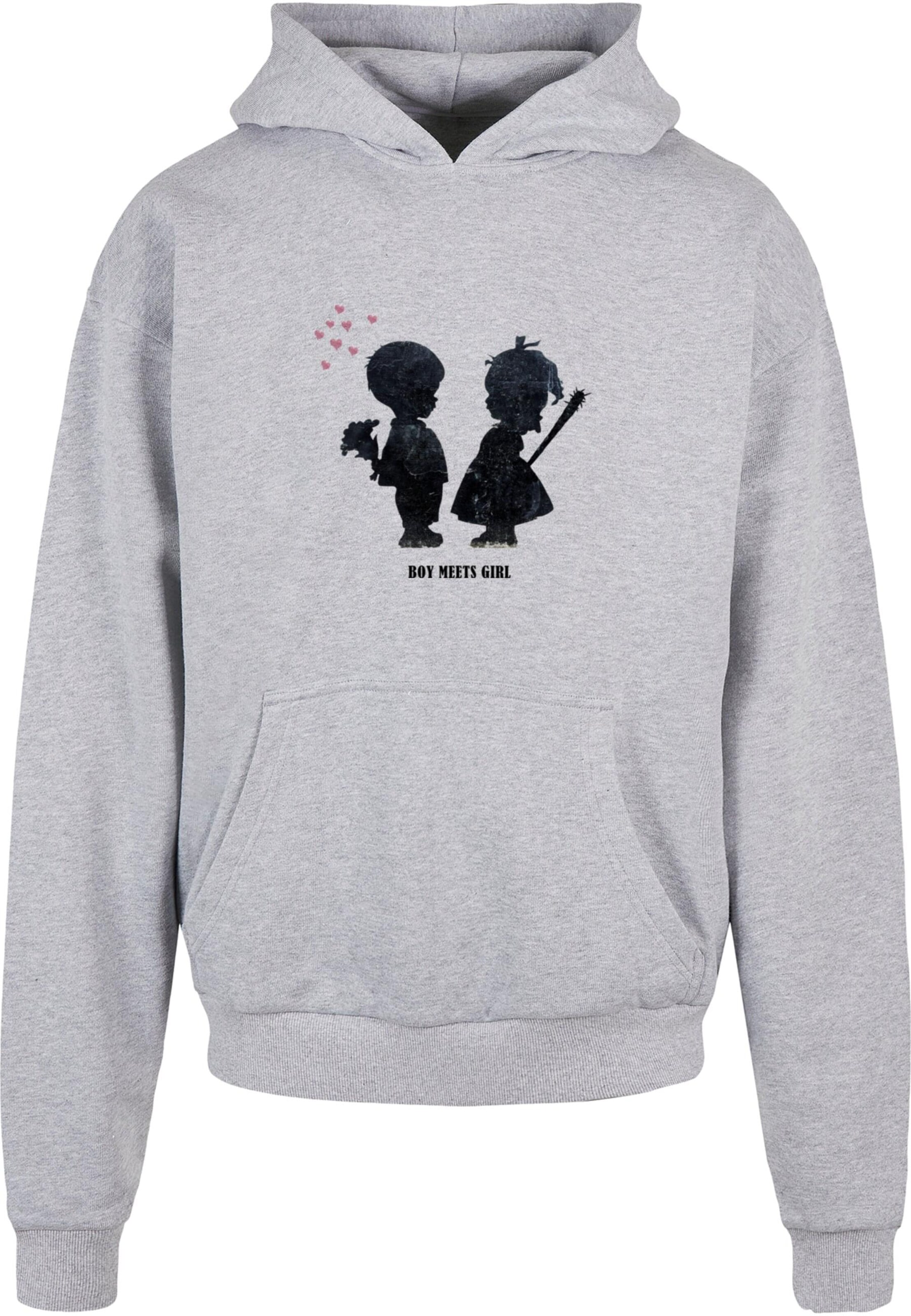 Sweat-shirt 'Banksy - Boy Meets Girl' Merchcode en gris : devant