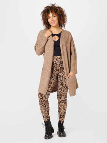 Fransa Curve Knit Cardigan 'SANDY' in Brown: front