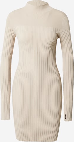Calvin Klein - Vestido de malha 'ICONIC' em bege: frente