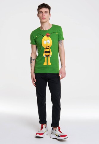 LOGOSHIRT T-Shirt 'Biene Maja – Willi 3D' in Grün