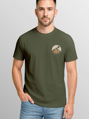Neverless Shirt 'Mountain Scape' in Green