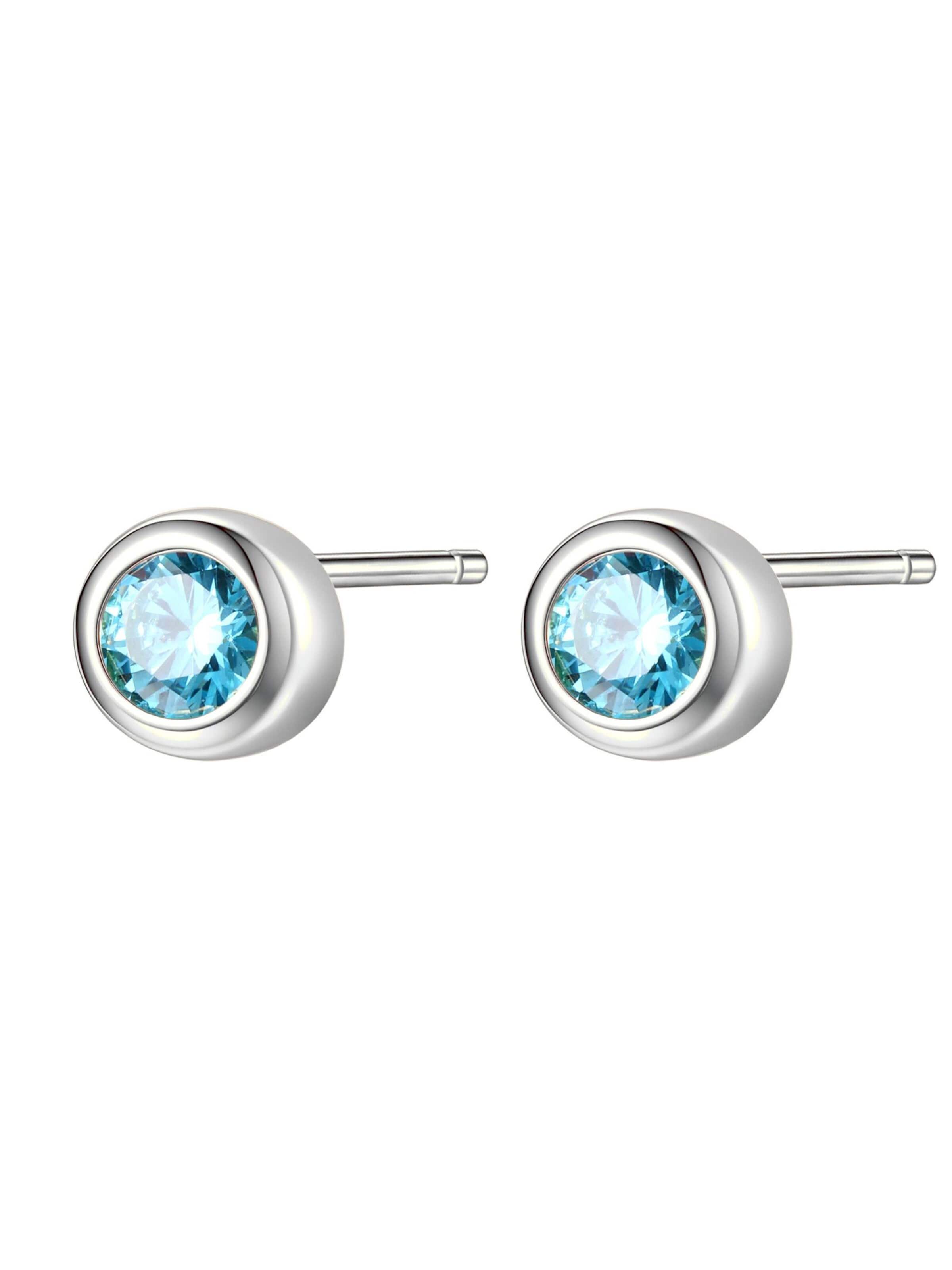 Hey Happiness - Pendientes 'Aquamarine Bezel Cubic Zirconia' en plata