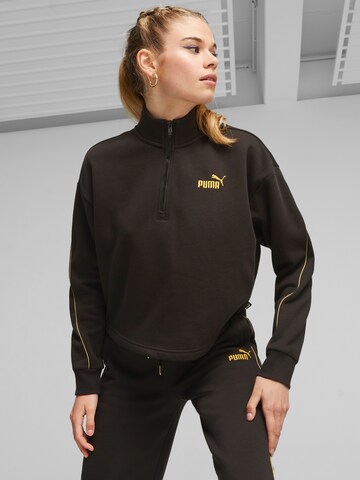 PUMA Sports sweatshirt 'ESS+ MINIMAL' in Black: front