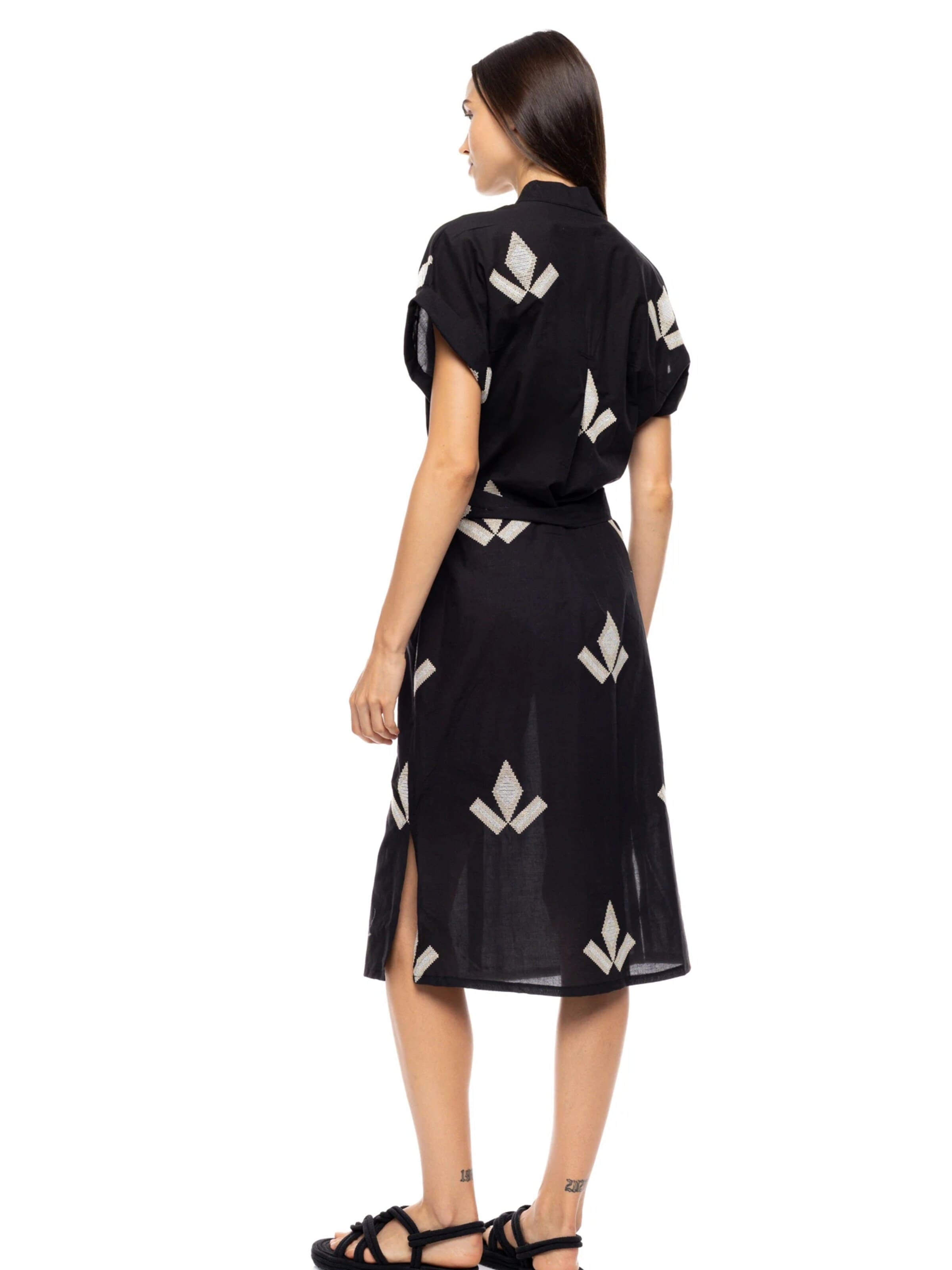 Pink Label - Vestido de verano 'BEACHWEAR MAROCCO EMBRODERY' en negro