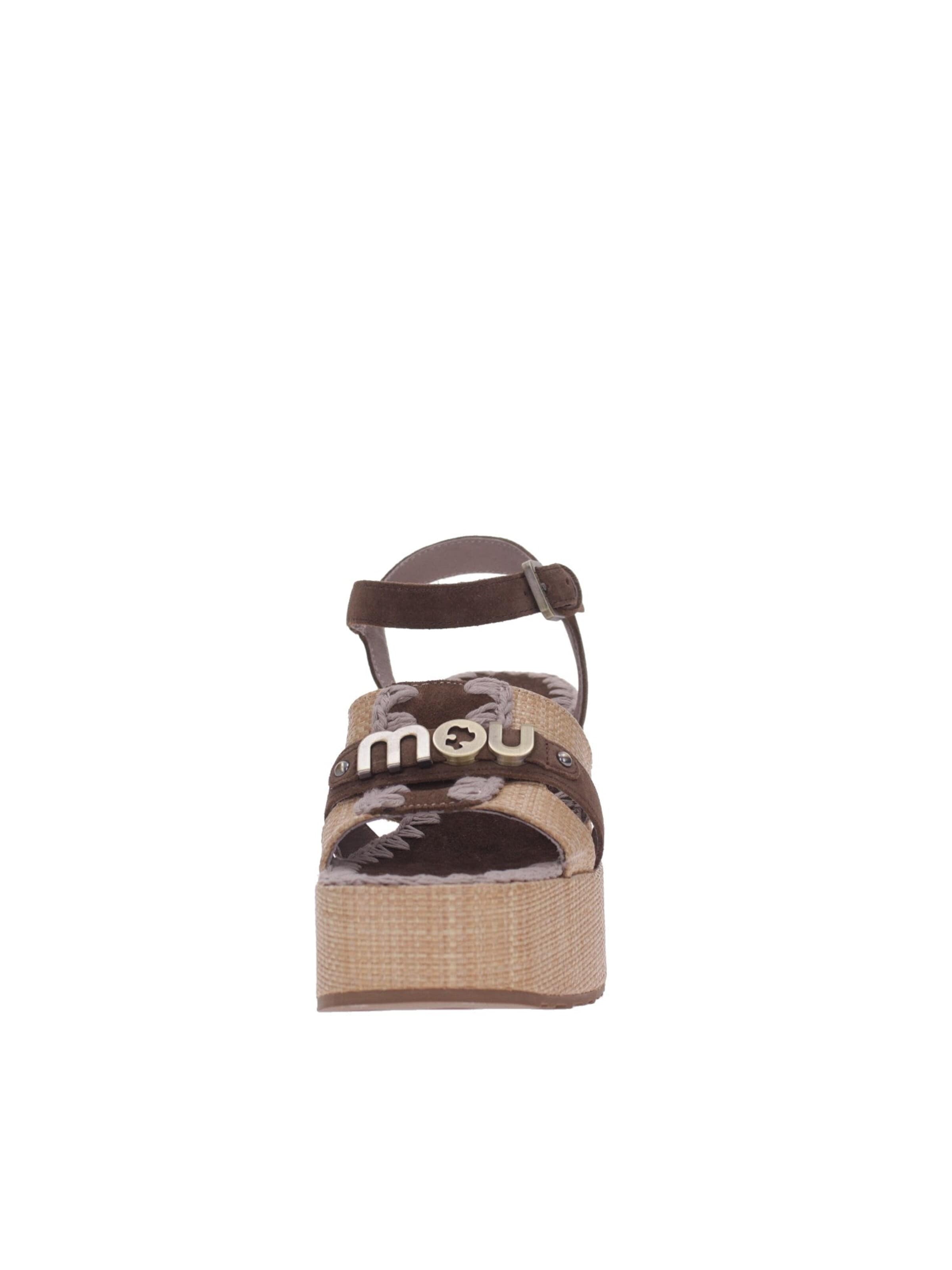 Sandalo 'Mous Sandalo Raffia Platform Ankle Strap' di MOU in beige