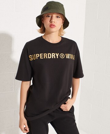 Superdry Oversized shirt in Zwart: voorkant