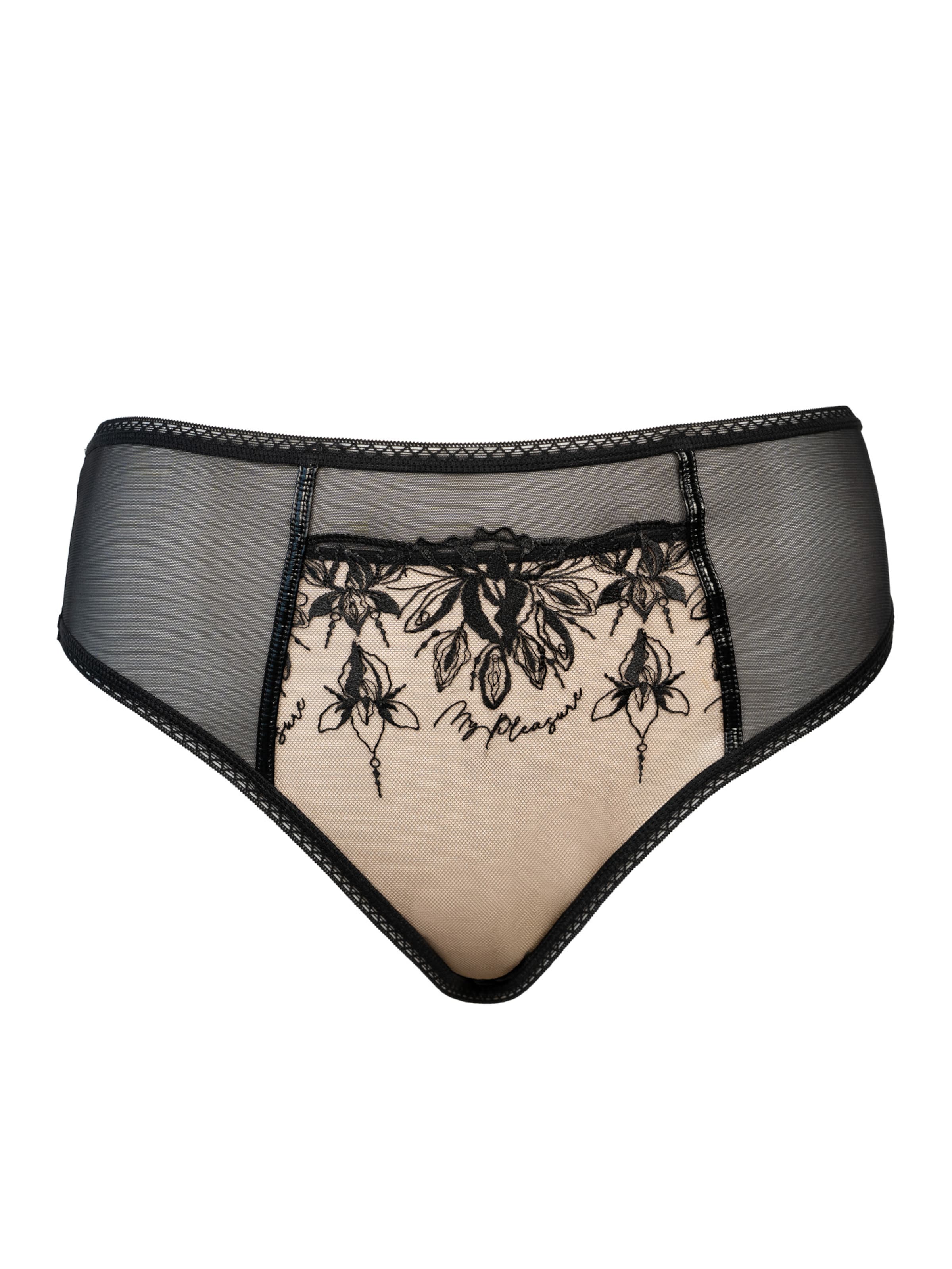 SugarShape Panty ' MY PLEASURE ' in Black: front