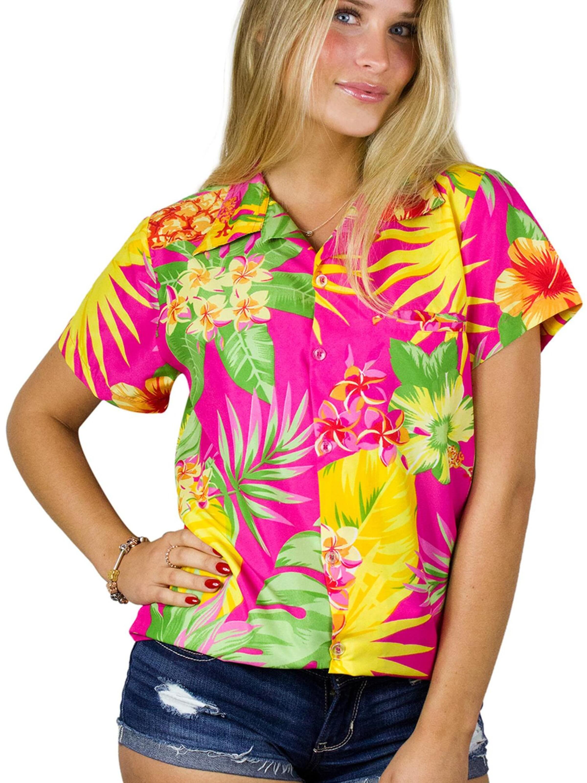 Camicia da donna 'Pineapple' di King Kameha in rosa: frontale