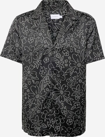 TOPMAN Regular fit Button Up Shirt in Black: front