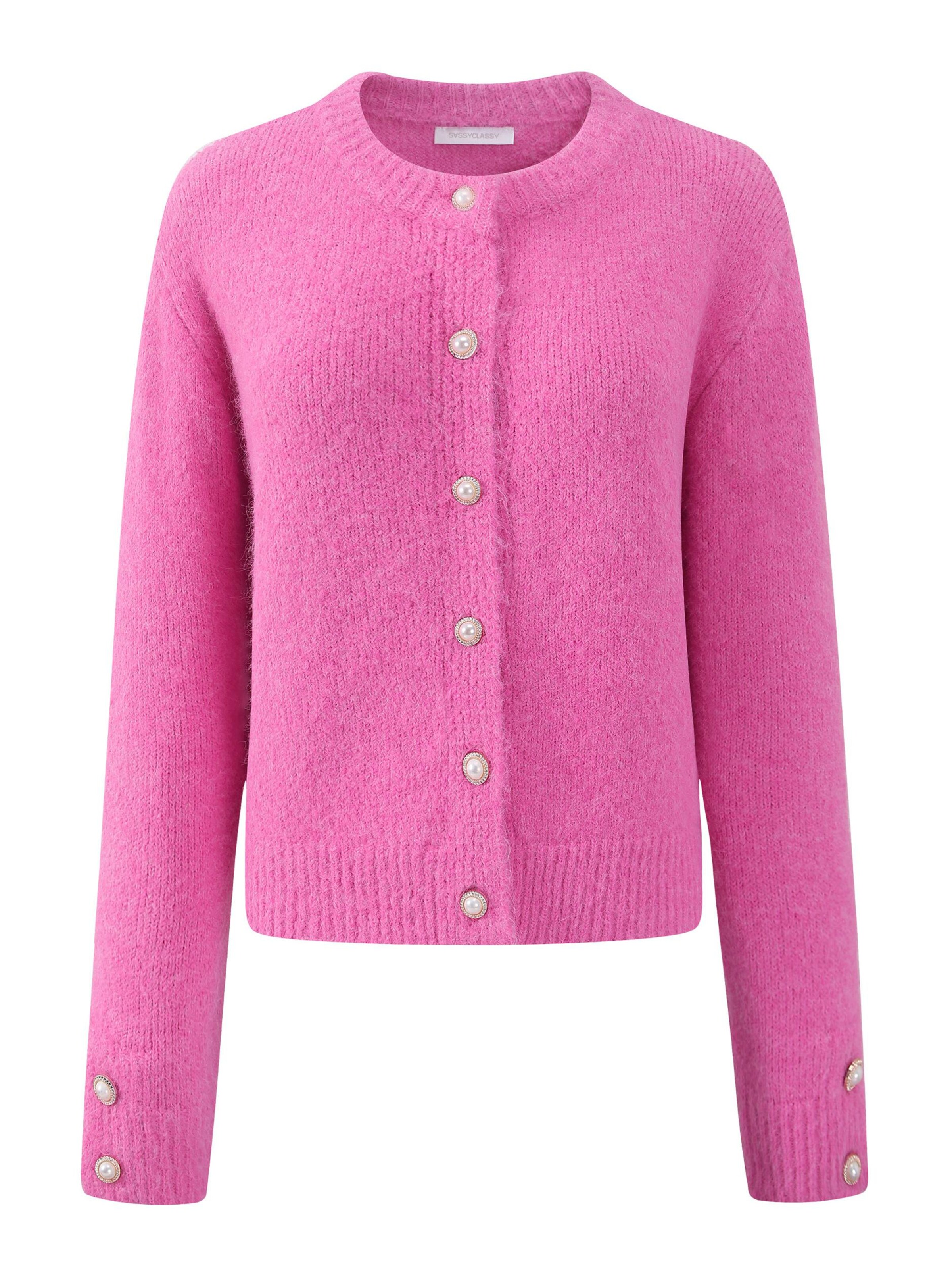 SASSYCLASSY Oversizestrickjacke‌‌‌‌‌‌‌‌ in Pink: Vorderseite