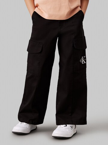 Calvin Klein Jeans Wide leg Trousers in Black: front