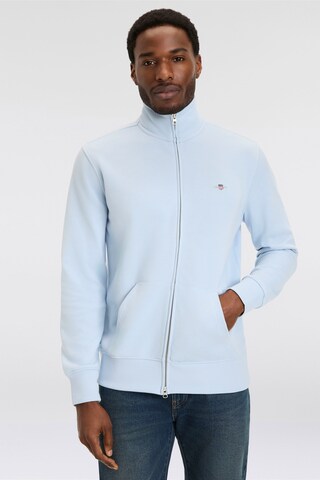 GANT Zip-Up Hoodie in Blue: front