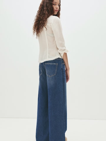 Pull&Bear Wide leg Jeans in Blauw