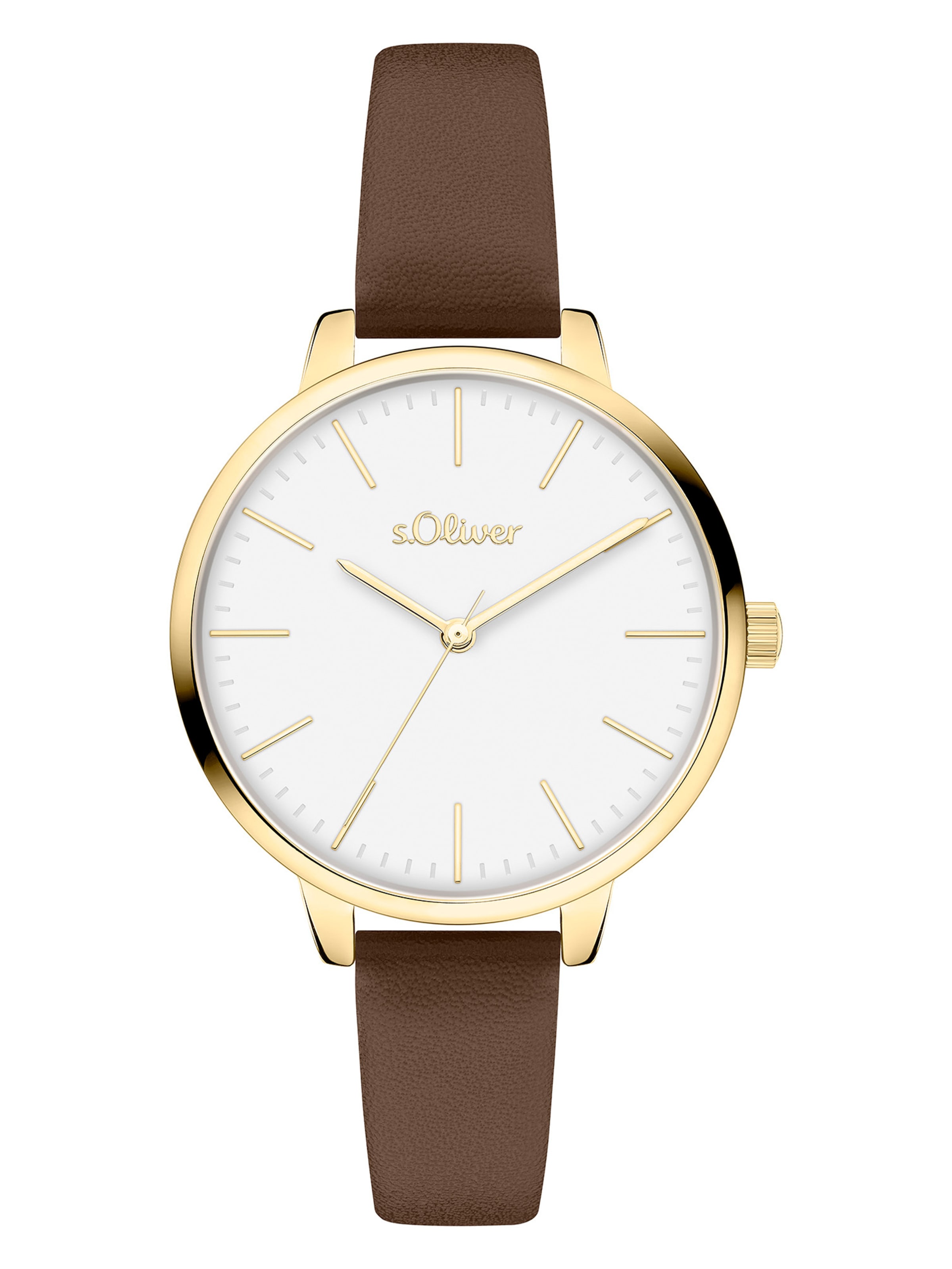 s.Oliver Analog Watch in Brown: front