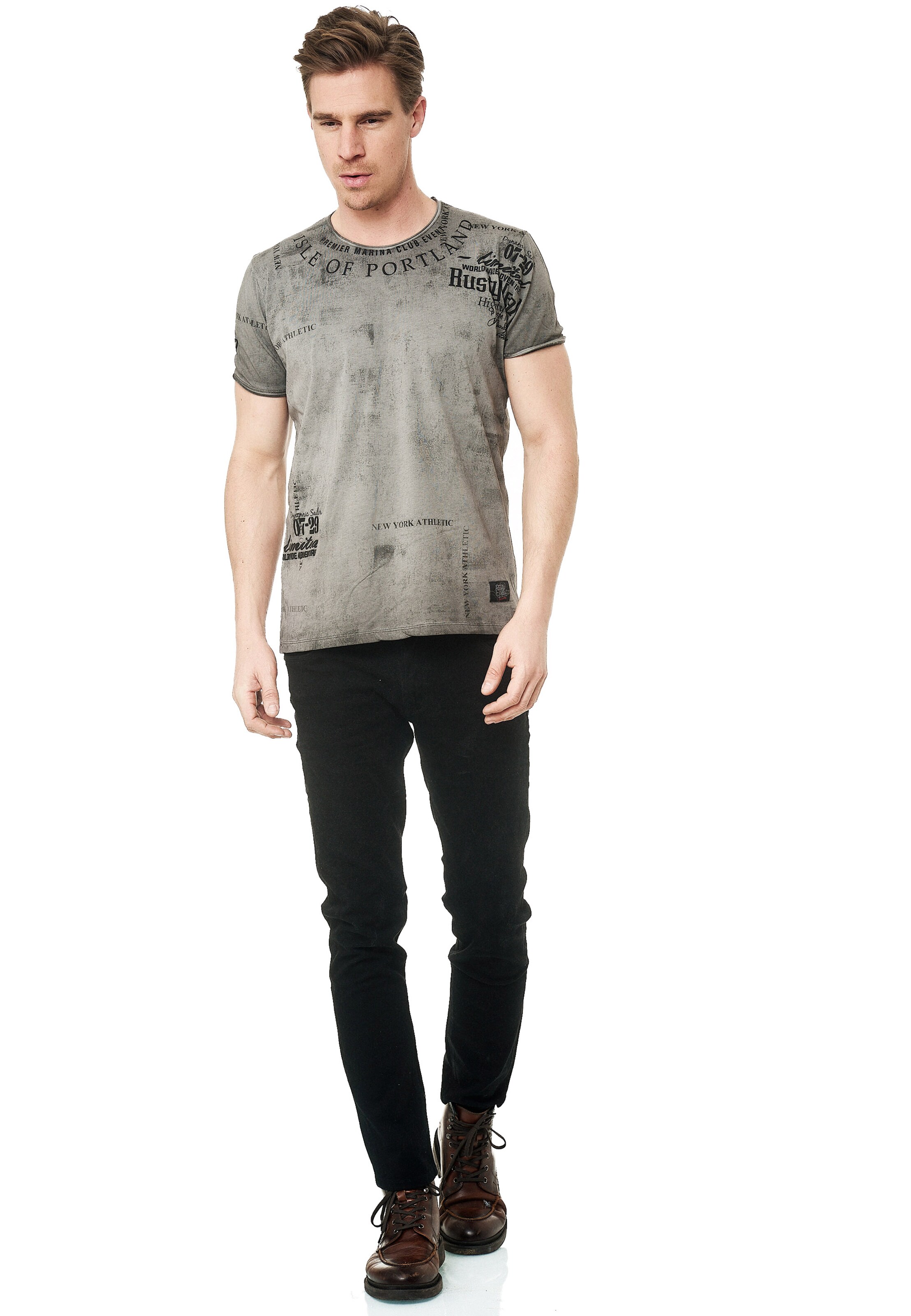 Rusty Neal T-Shirt mit lässigem Print in Grau