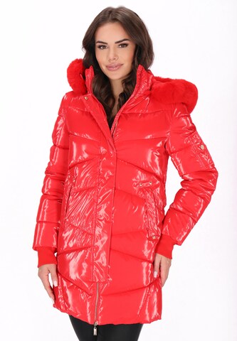 faina - Sobretudo de inverno em vermelho: frente