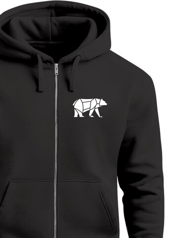 Neverless Sweatjacke 'Bär Lineart Polygon'‌‌‌‌‌‌‌ in Schwarz