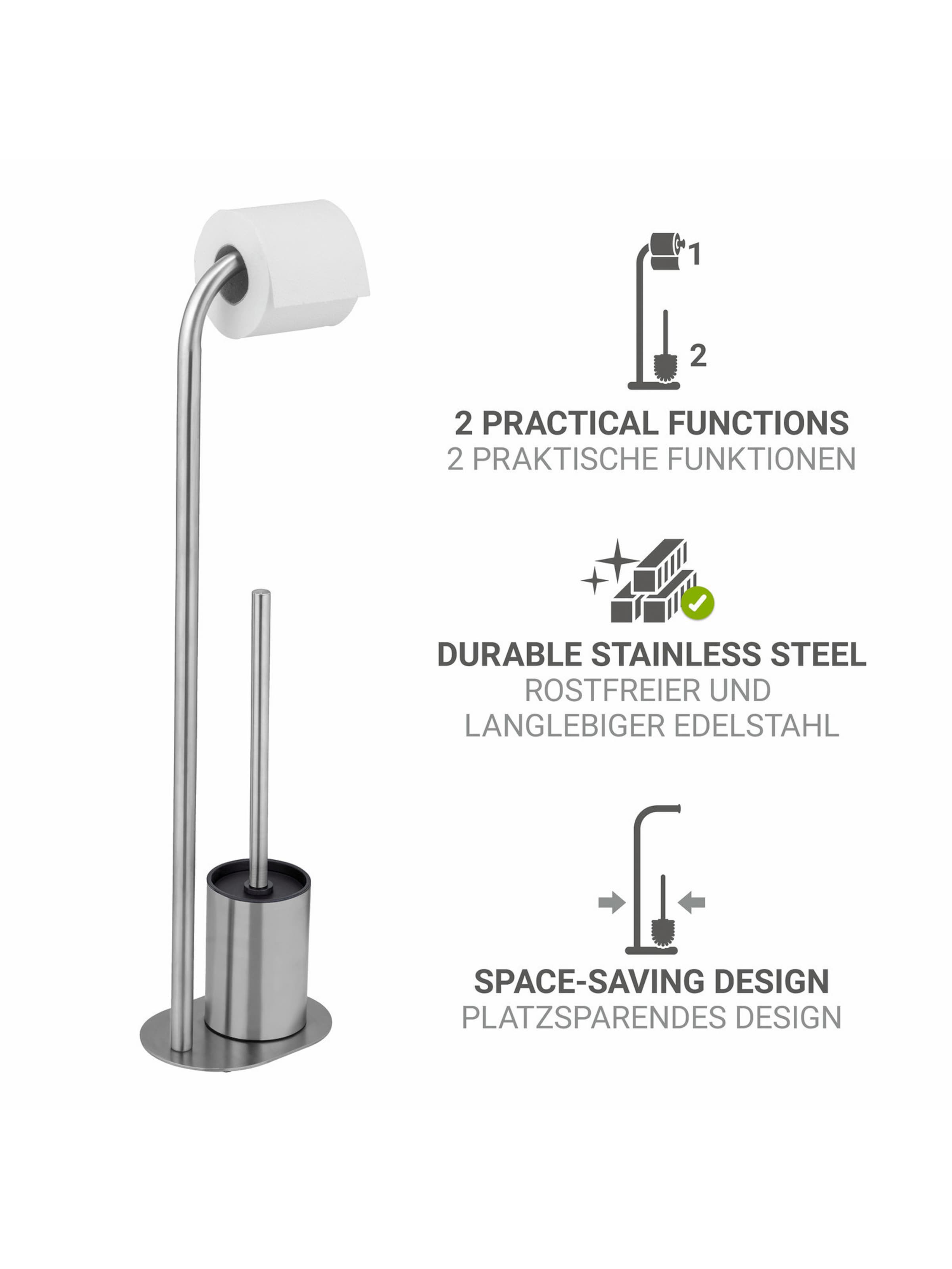 Wenko Stand WC-Garnitur 'Levante' in Silber