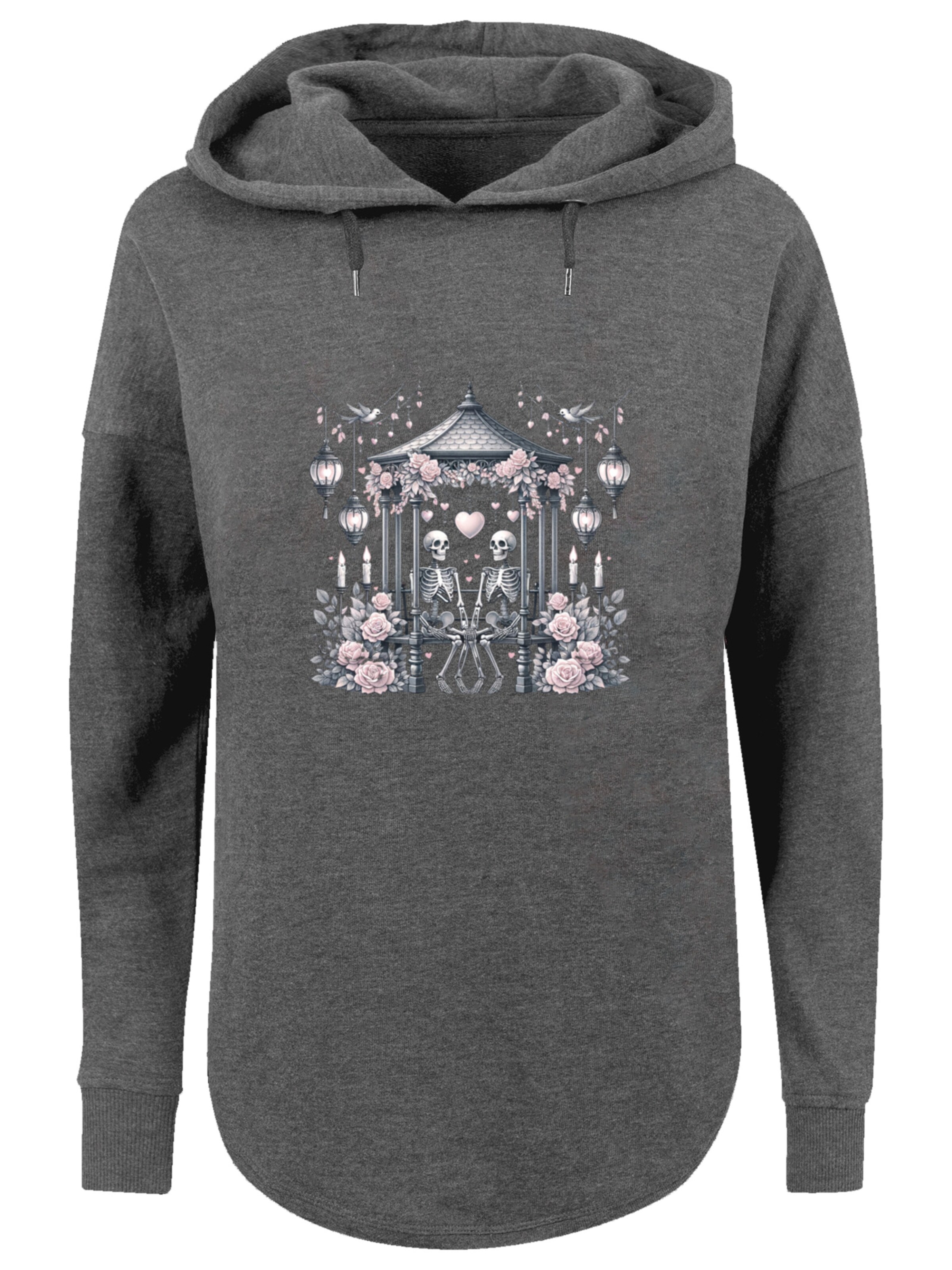 Sweat-shirt 'Skelett Paar Valentinstag' F4NT4STIC en gris : devant