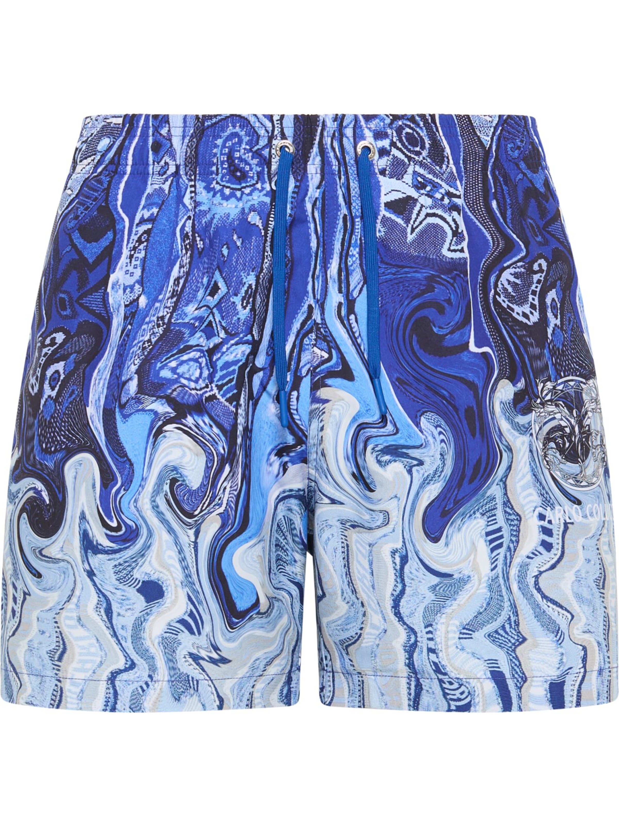 Carlo Colucci Regular Broek ' Demaku ' in Blauw: voorkant